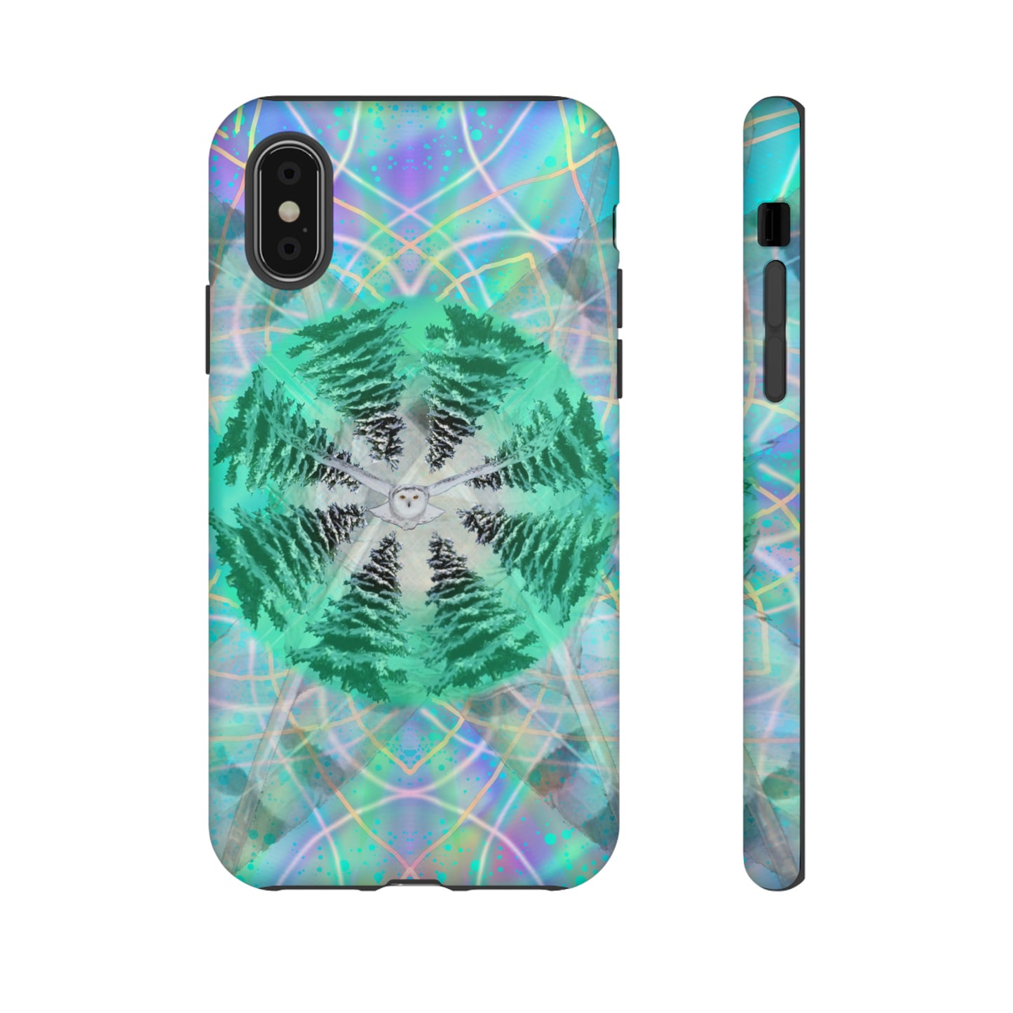 Mystic Pines Snowy Owl Protective Phone Case, Samsung, iPhone, Pixel, all sizes