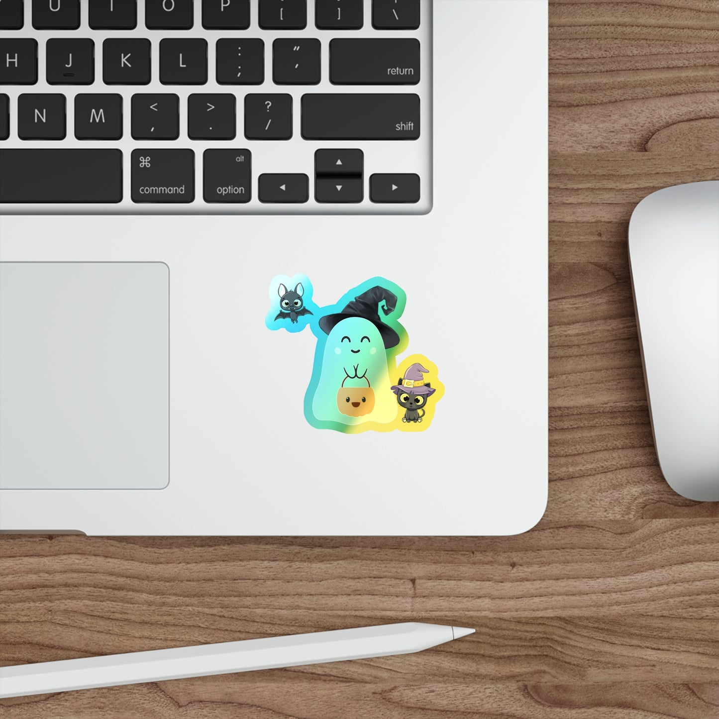 Halloween Rainbow Holographic Die-cut Vinyl Stickers Cute Ghost