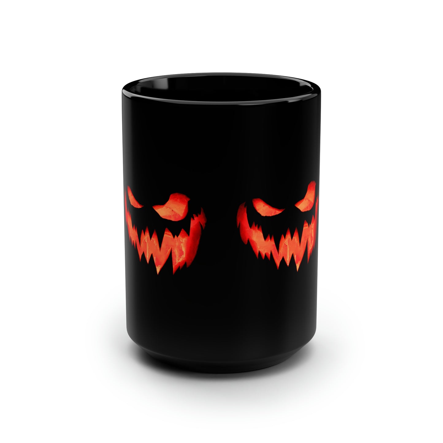 Black Mug, Spooky Pumpkin Halloween 15oz