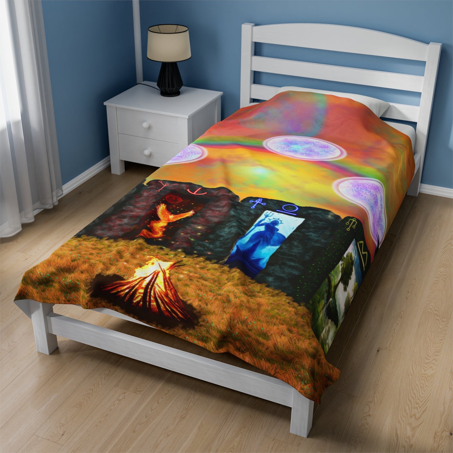 Sacred Portal of Divine Elements Giant Velveteen Plush Blanket