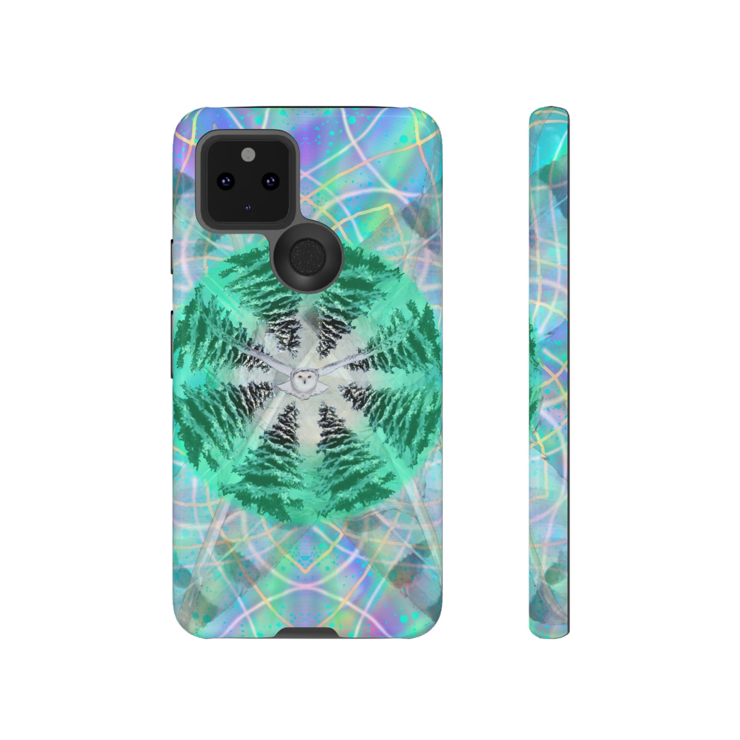 Mystic Pines Snowy Owl Protective Phone Case, Samsung, iPhone, Pixel, all sizes