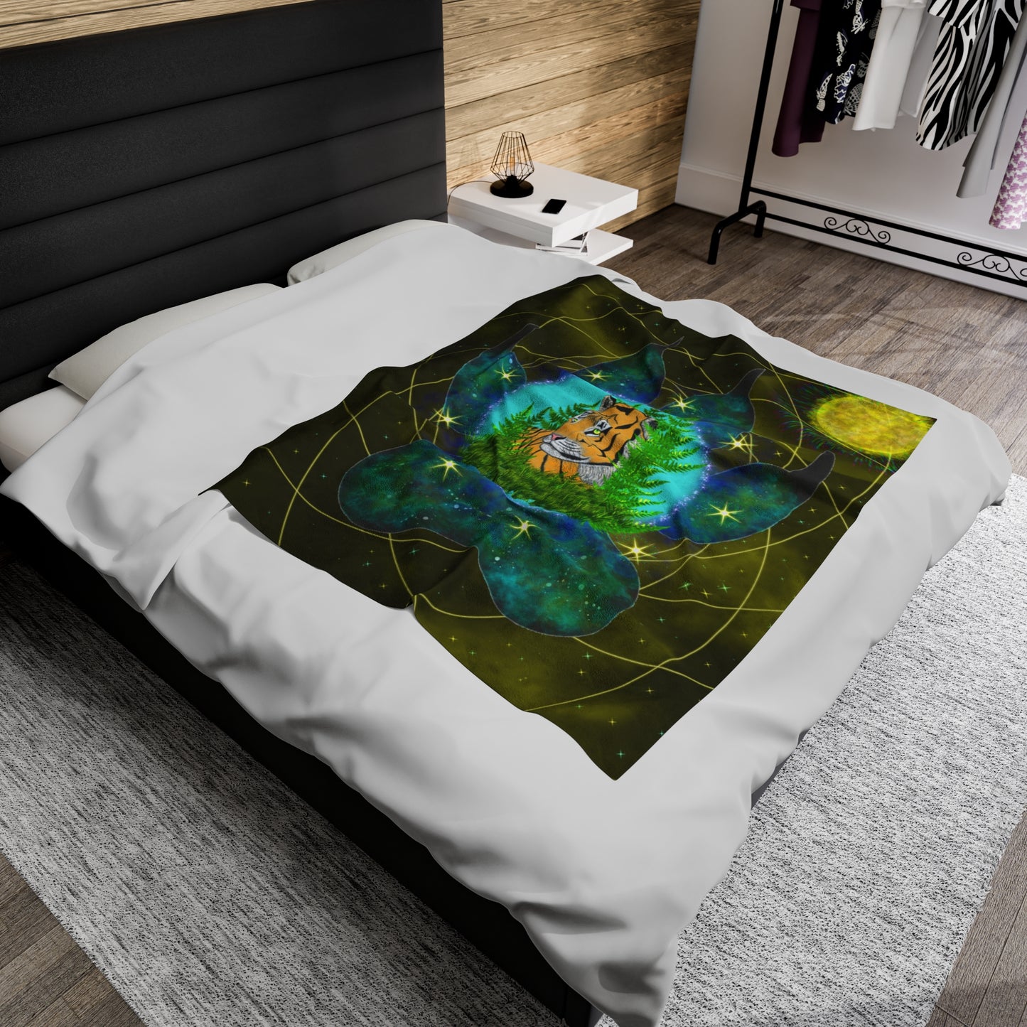 Golden Tiger Mandala Throw Blanket