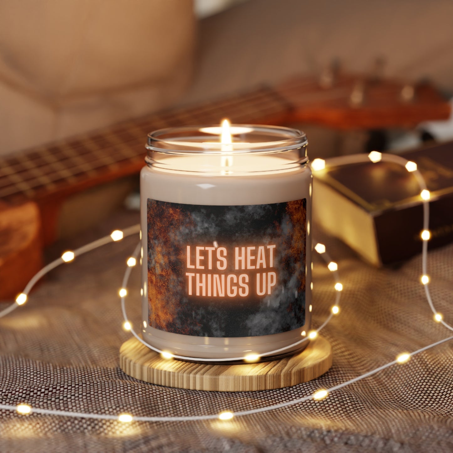 Lets Heat Things Up, Scented Soy Candle, 9oz, Candle Pun, Valentines Day Gift