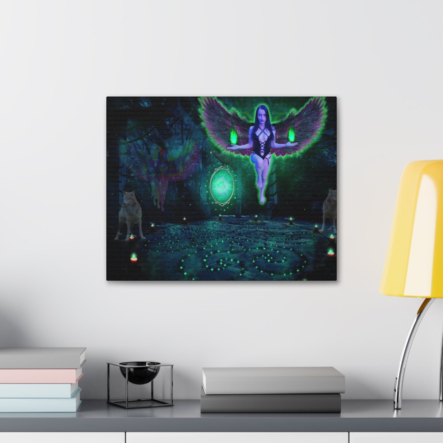 Dark Fairy Magic, Fantasy Art, Fae Goddess, Canvas Art, Wall Decor, Unique Gifts, Original Art