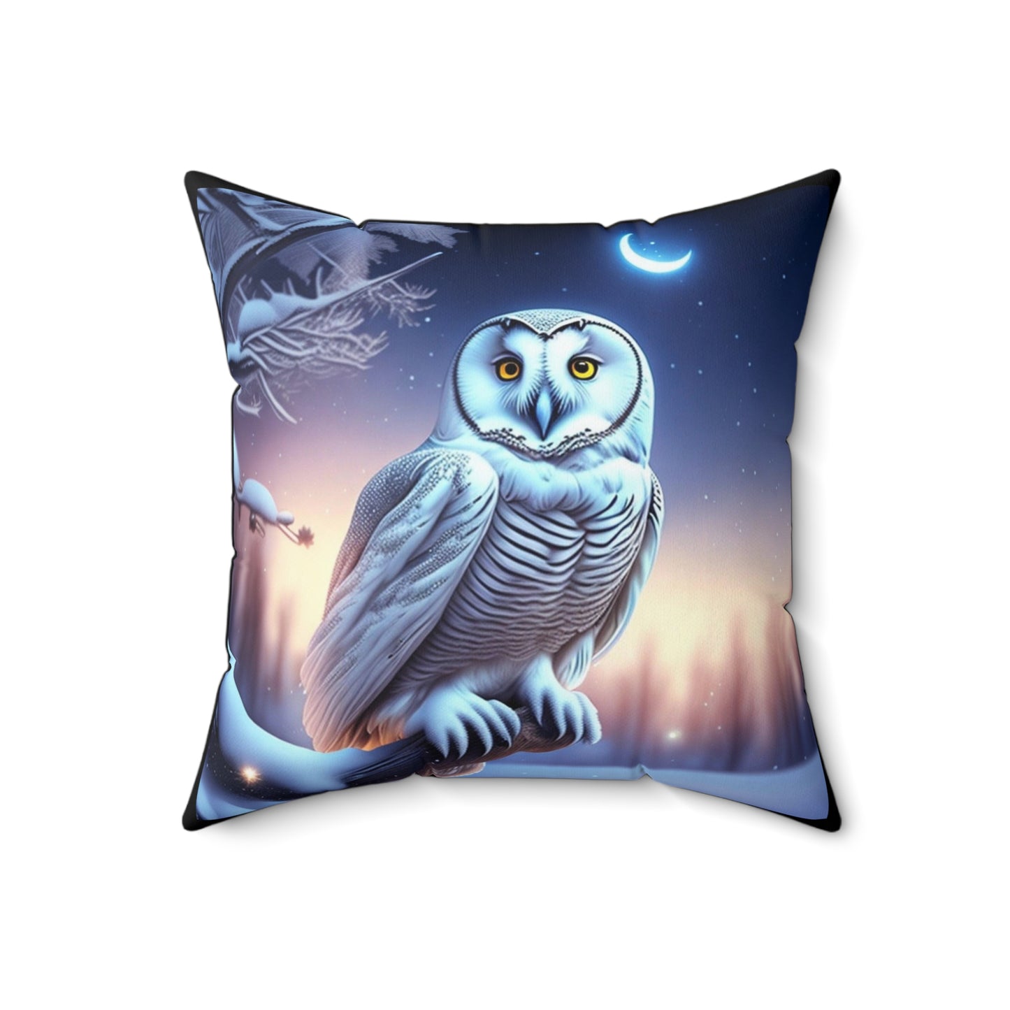 Sweet Dreams, Snowy Owl, Spun Polyester Square Pillow