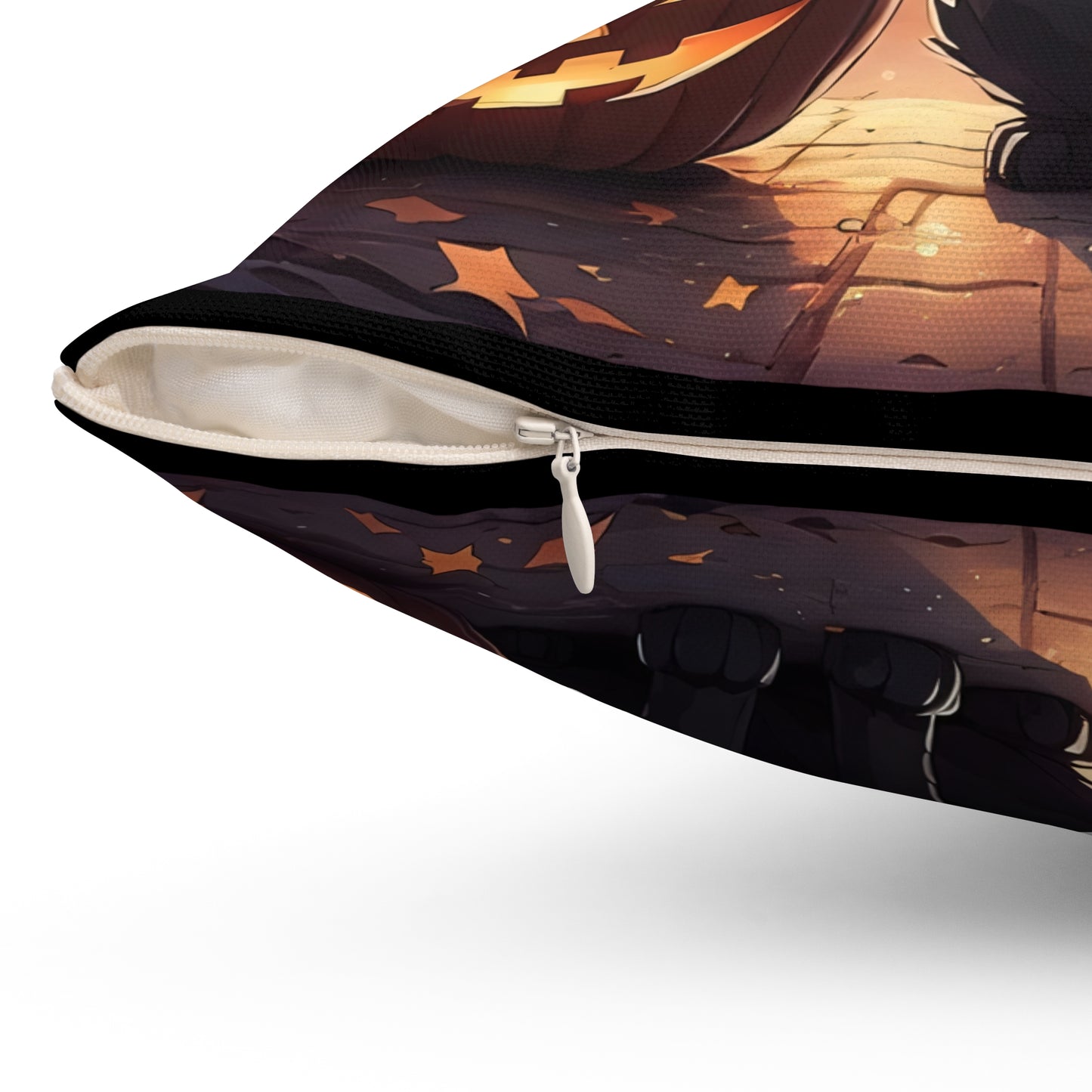 Anime Black Cat, Halloween, Spun Polyester Square Pillow