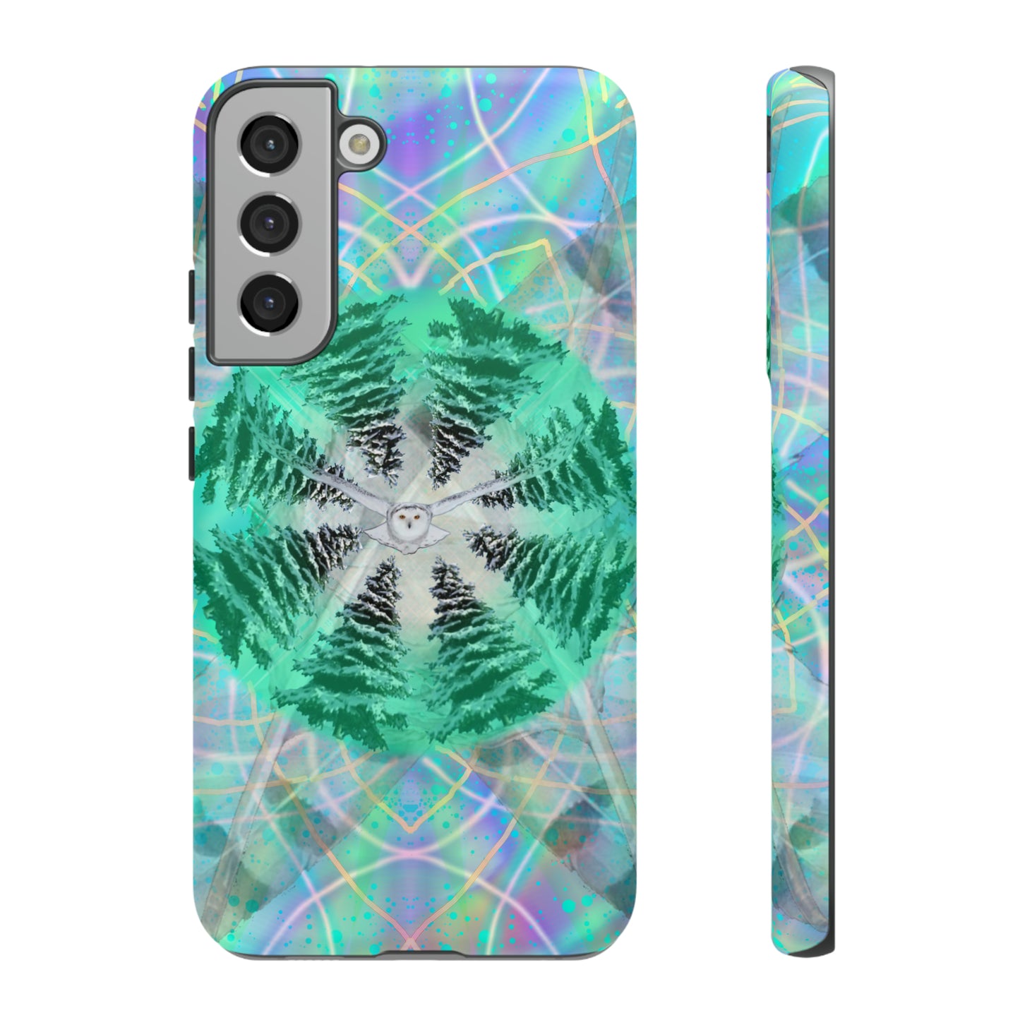 Mystic Pines Snowy Owl Protective Phone Case, Samsung, iPhone, Pixel, all sizes