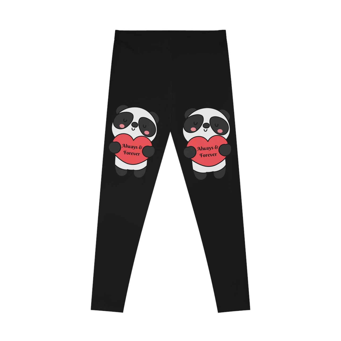Always And Forever, Panda, Stretchy Leggings, Valentines Day Gift, Gift For Her, Black Leggings