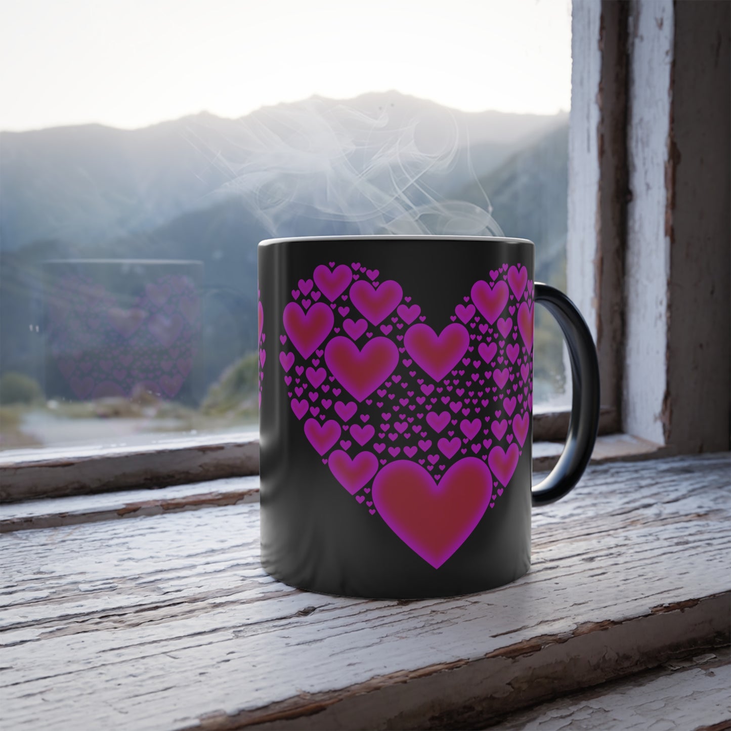 Glowing Hearts, Color Morphing Mug, 11oz, Valentines Day Gift, Gift For Her, Gift For Him