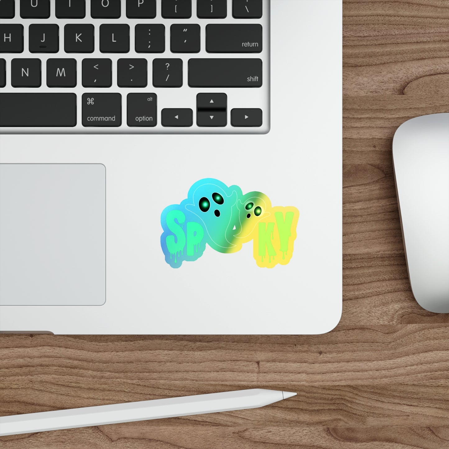 Halloween Spooky Ghosts Rainbow Holographic Die-cut Vinyl Stickers