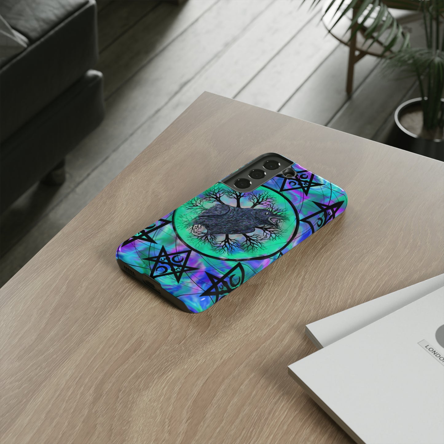 Raven Medicine Totem Protective Phone Case, Samsung, iPhone, Pixel, all sizes