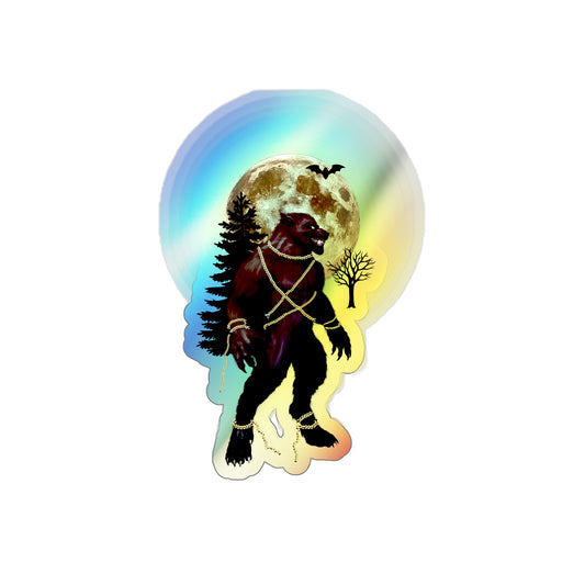 Halloween Rainbow Holographic Die-cut Vinyl Stickers Warewolf Unchained