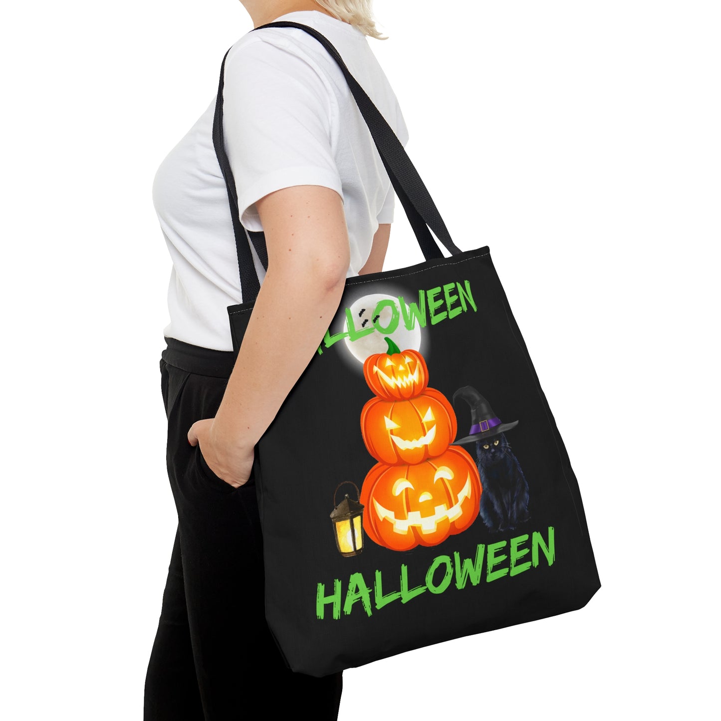 Halloween Pumpkins And Black Cat, Halloween Candy Tote Bag