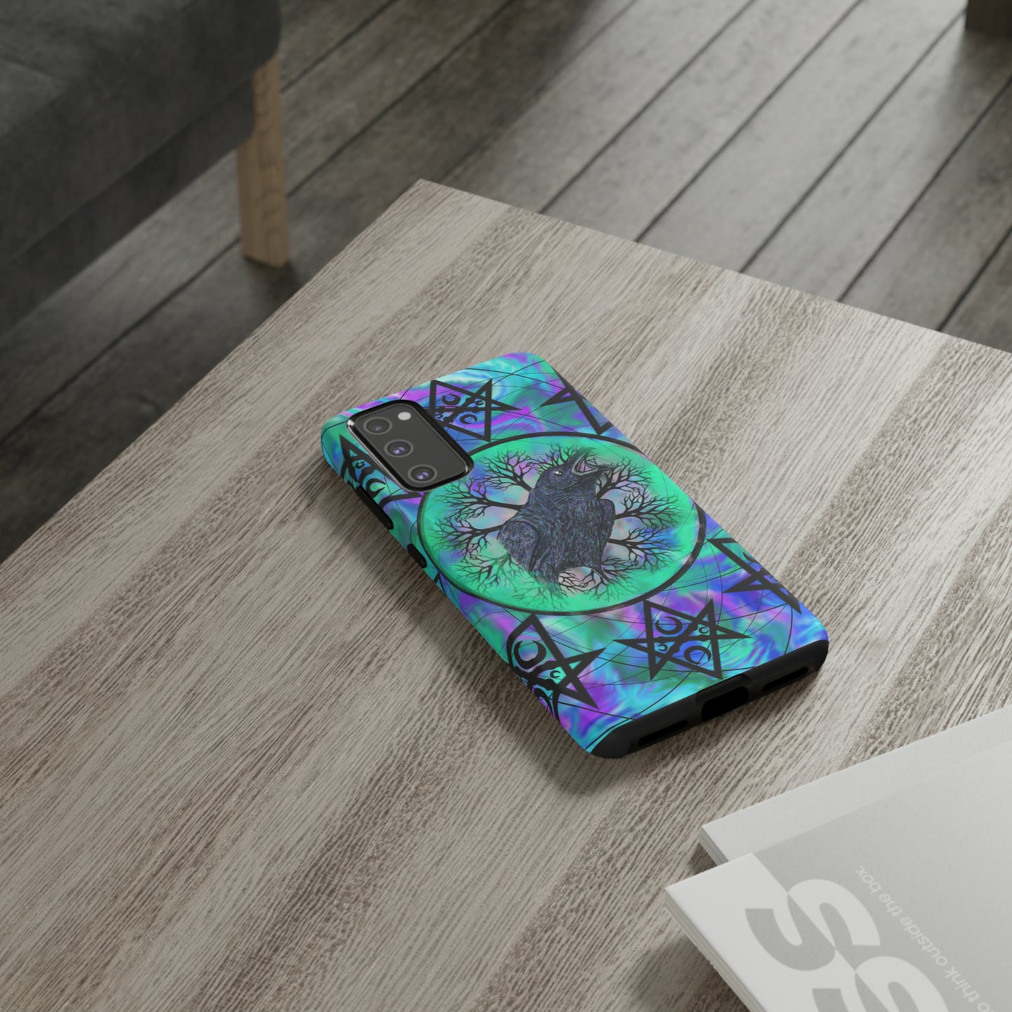 Raven Medicine Totem Protective Phone Case, Samsung, iPhone, Pixel, all sizes