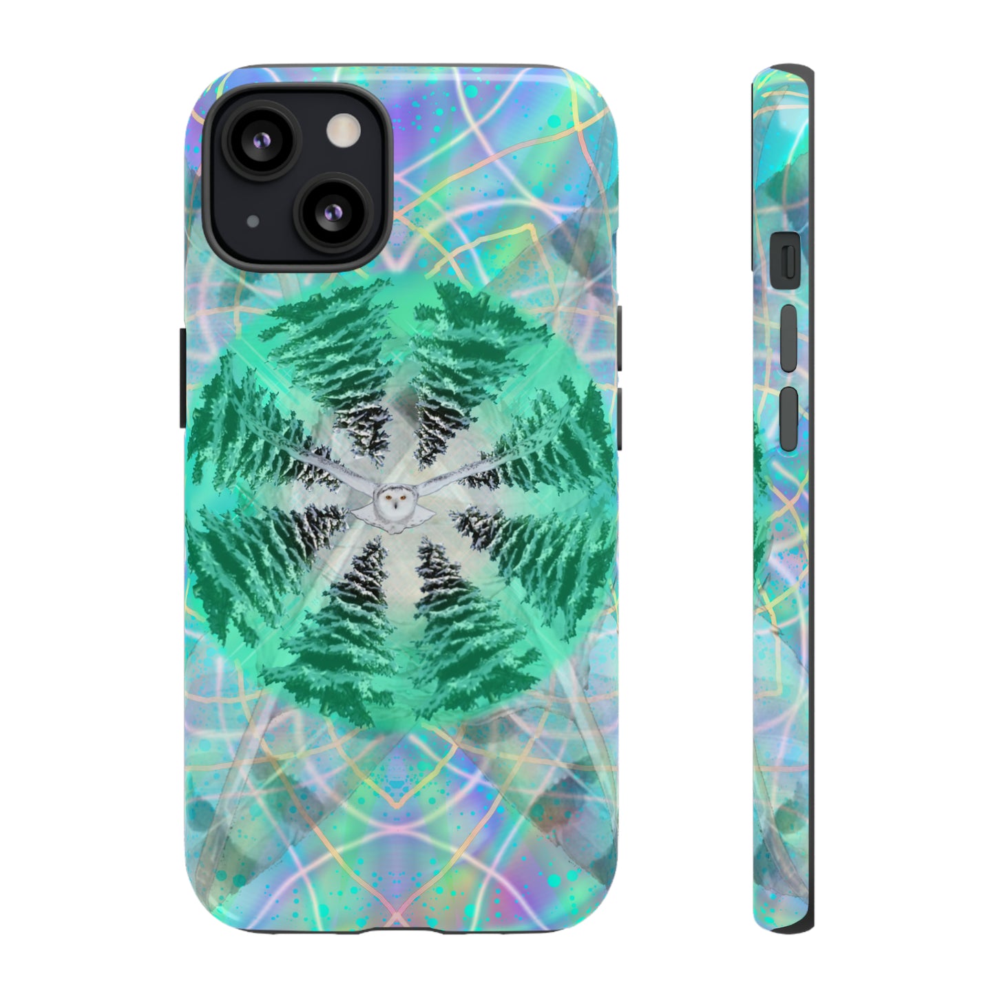 Mystic Pines Snowy Owl Protective Phone Case, Samsung, iPhone, Pixel, all sizes