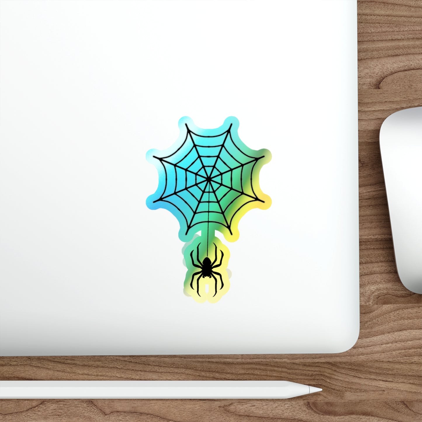 Spider Web Halloween Freaky Skull Rainbow Holographic Die-cut Vinyl Stickers