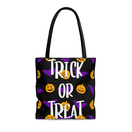 Trick Or Treat Pumpkins and Bats Halloween Candy Tote Bag