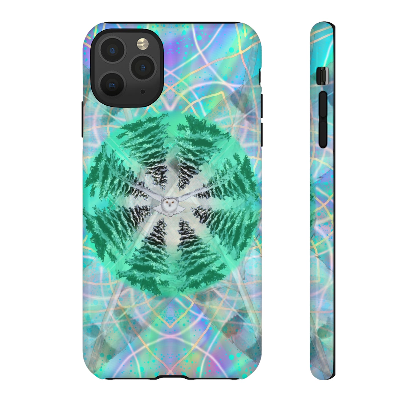 Mystic Pines Snowy Owl Protective Phone Case, Samsung, iPhone, Pixel, all sizes