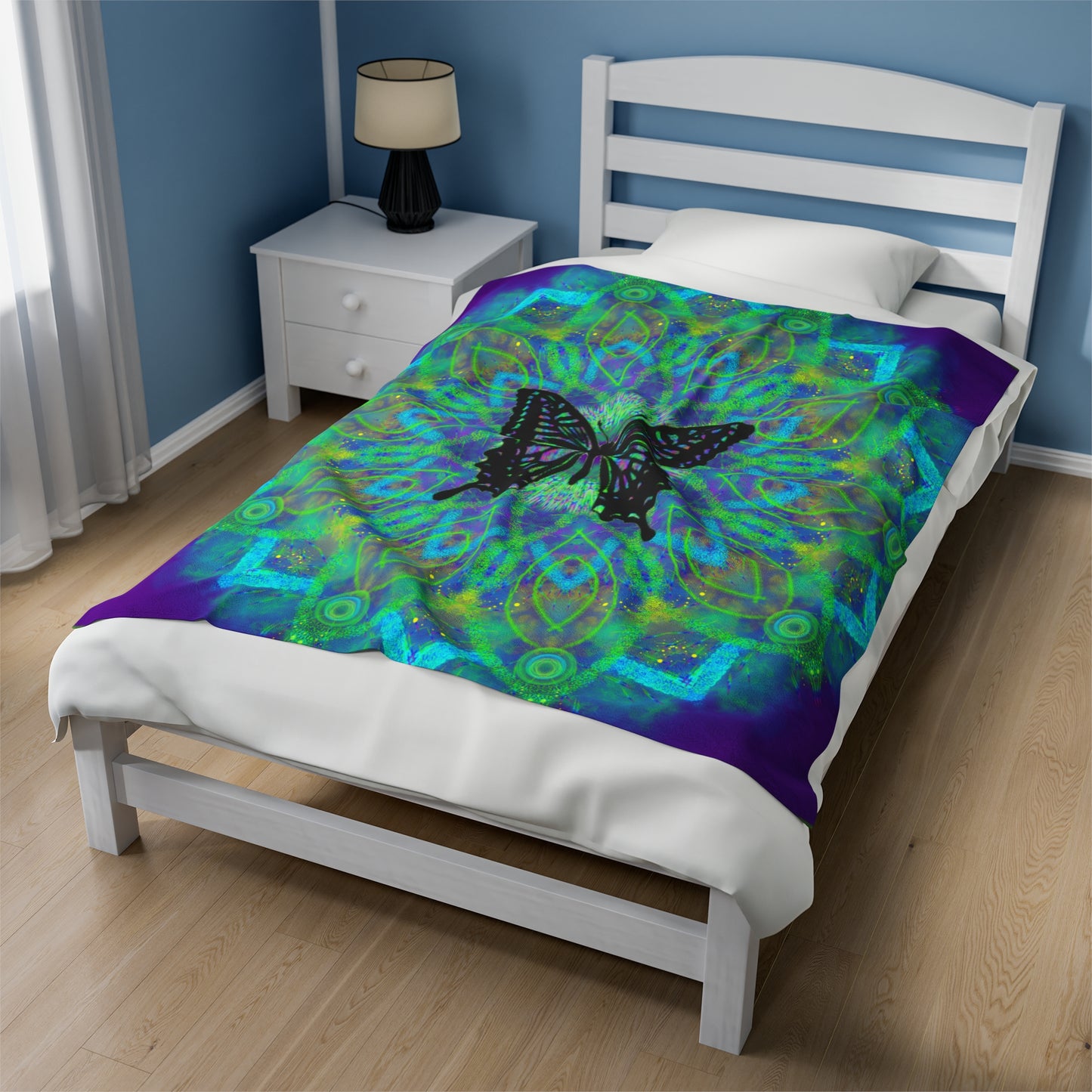Mystic Butterfly Mandala Velveteen Plush Blanket