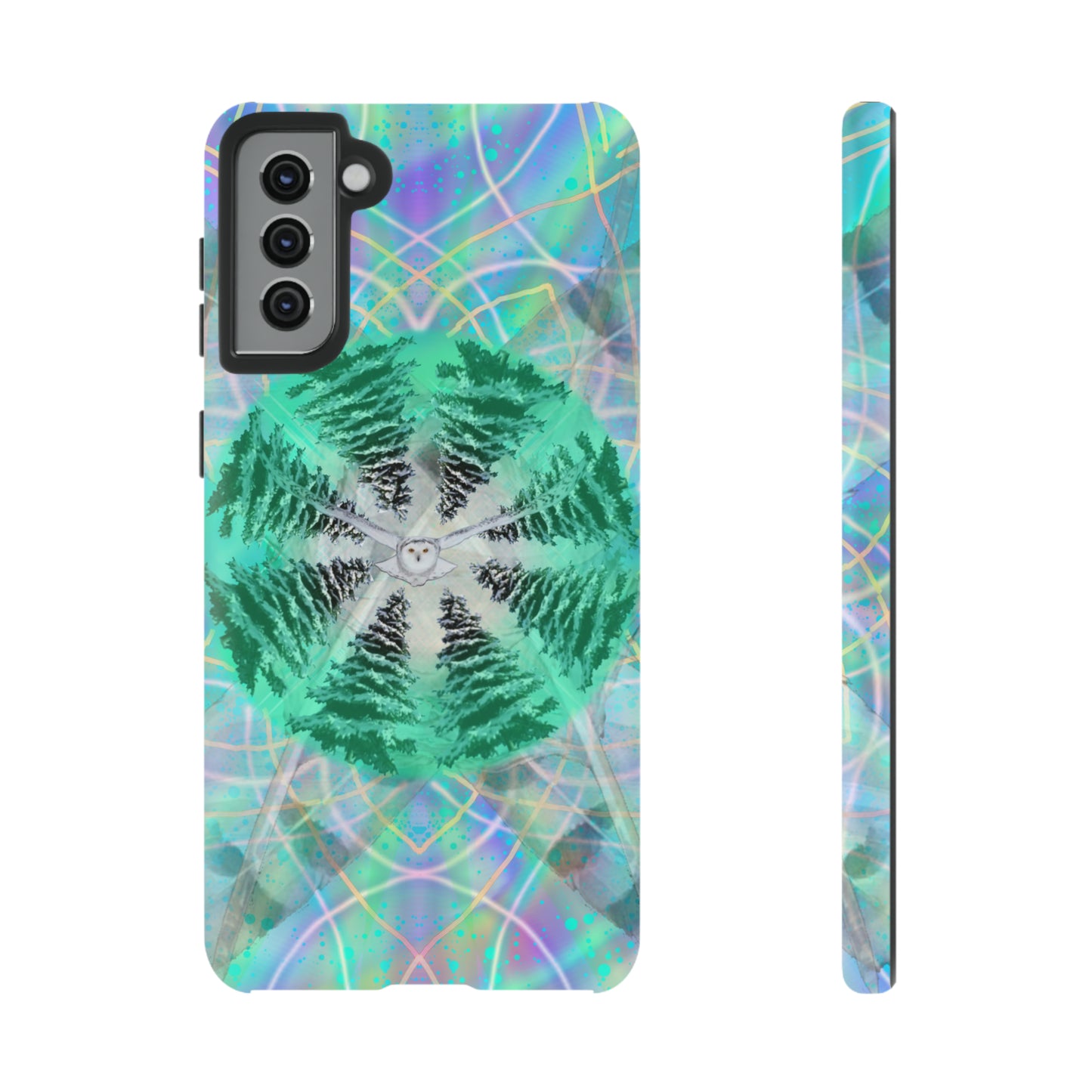 Mystic Pines Snowy Owl Protective Phone Case, Samsung, iPhone, Pixel, all sizes