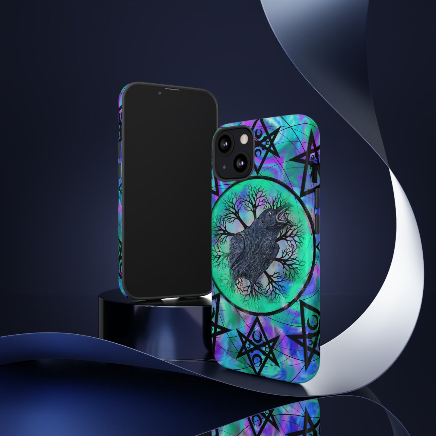 Raven Medicine Totem Protective Phone Case, Samsung, iPhone, Pixel, all sizes
