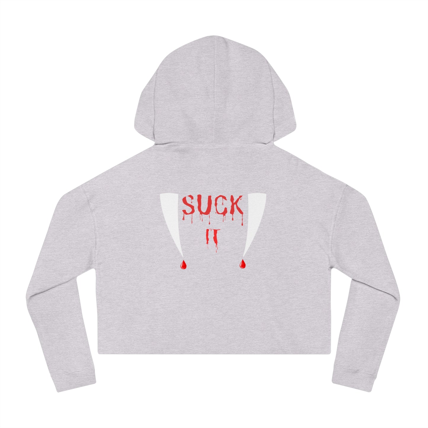 Suck It Halloween Vampire Fangs Womens Cropped Hooded Sweatshirt