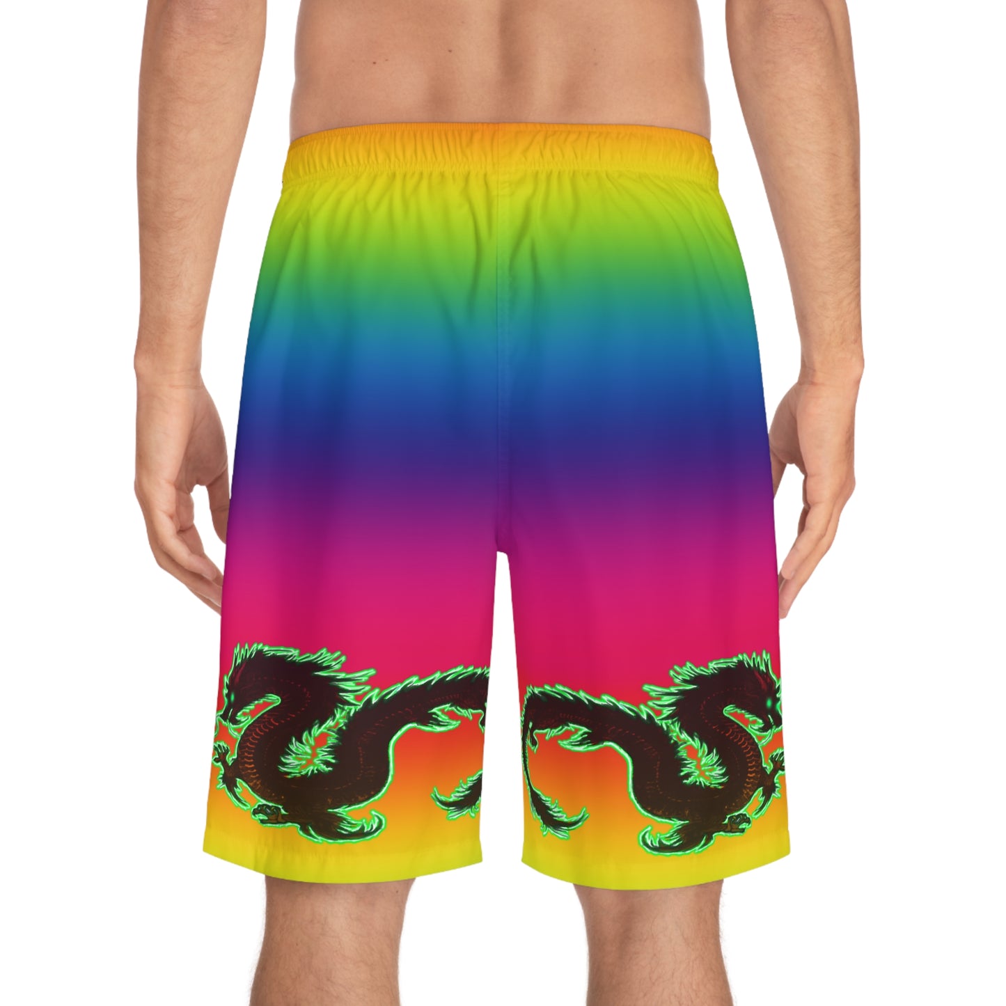 Rainbow Dragon Men's Board Shorts (AOP)