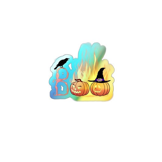 Halloween Rainbow Holographic Die-cut Vinyl Stickers Boo