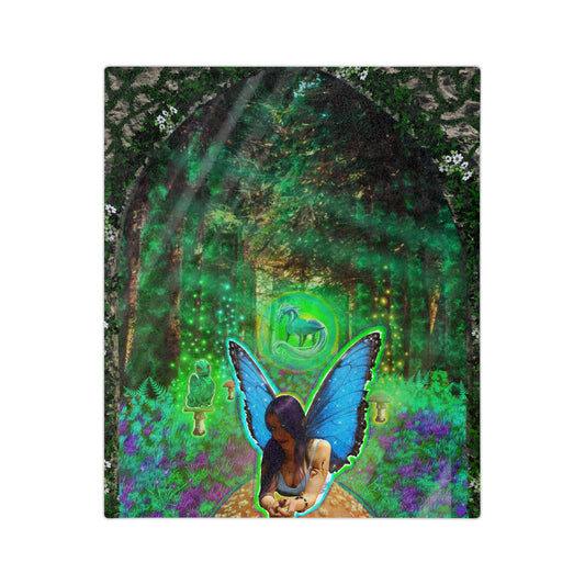 Mystic Mushroom Fairy Velveteen Minky Blanket