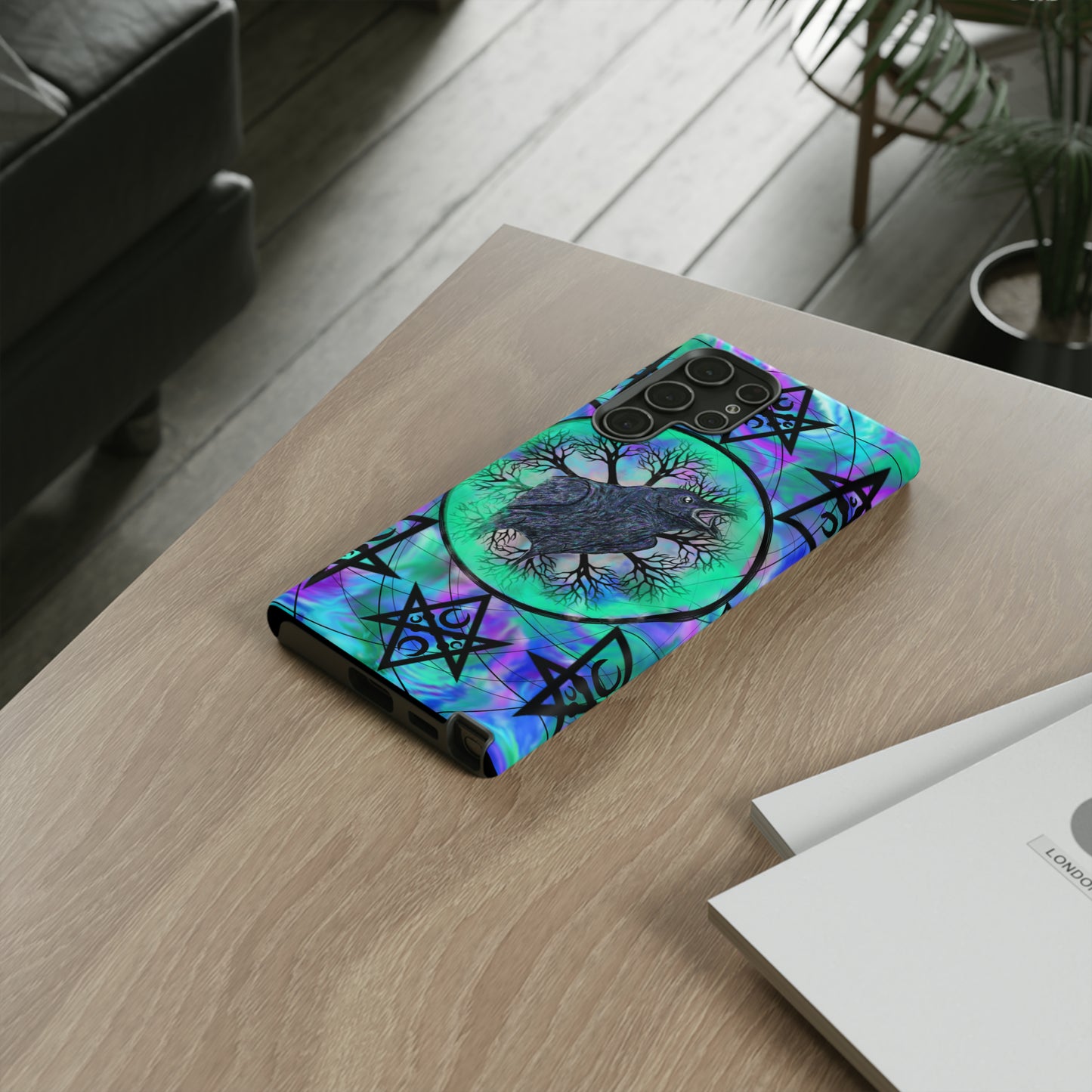 Raven Medicine Totem Protective Phone Case, Samsung, iPhone, Pixel, all sizes