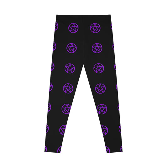 Halloween, Pentagram Stretchy Leggings Black
