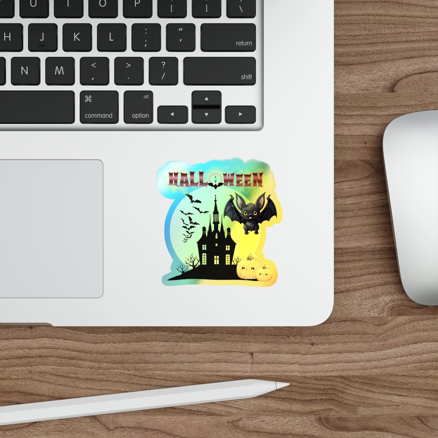 Halloween Rainbow Holographic Die-cut Vinyl Stickers Cute Bat