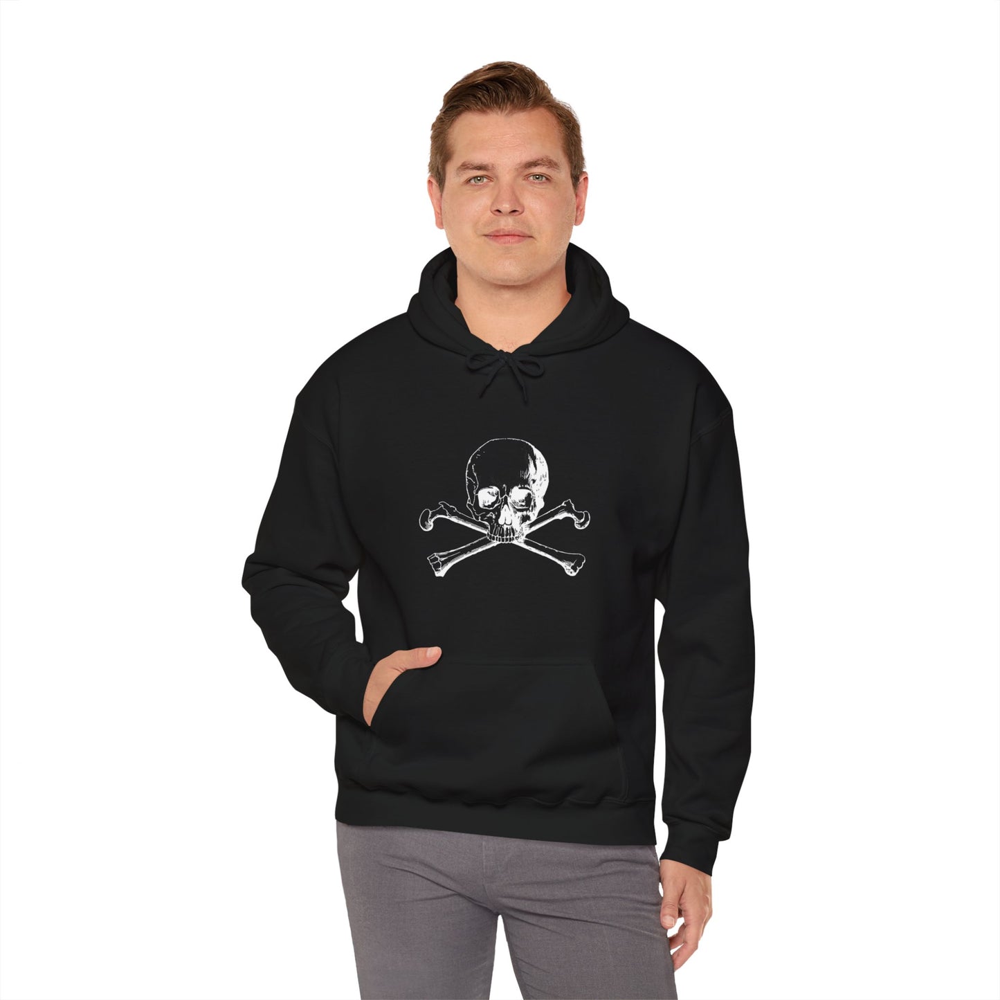 Unisex Heavy Blend™Skull Crossbones Hooded Halloween Sweatshirt