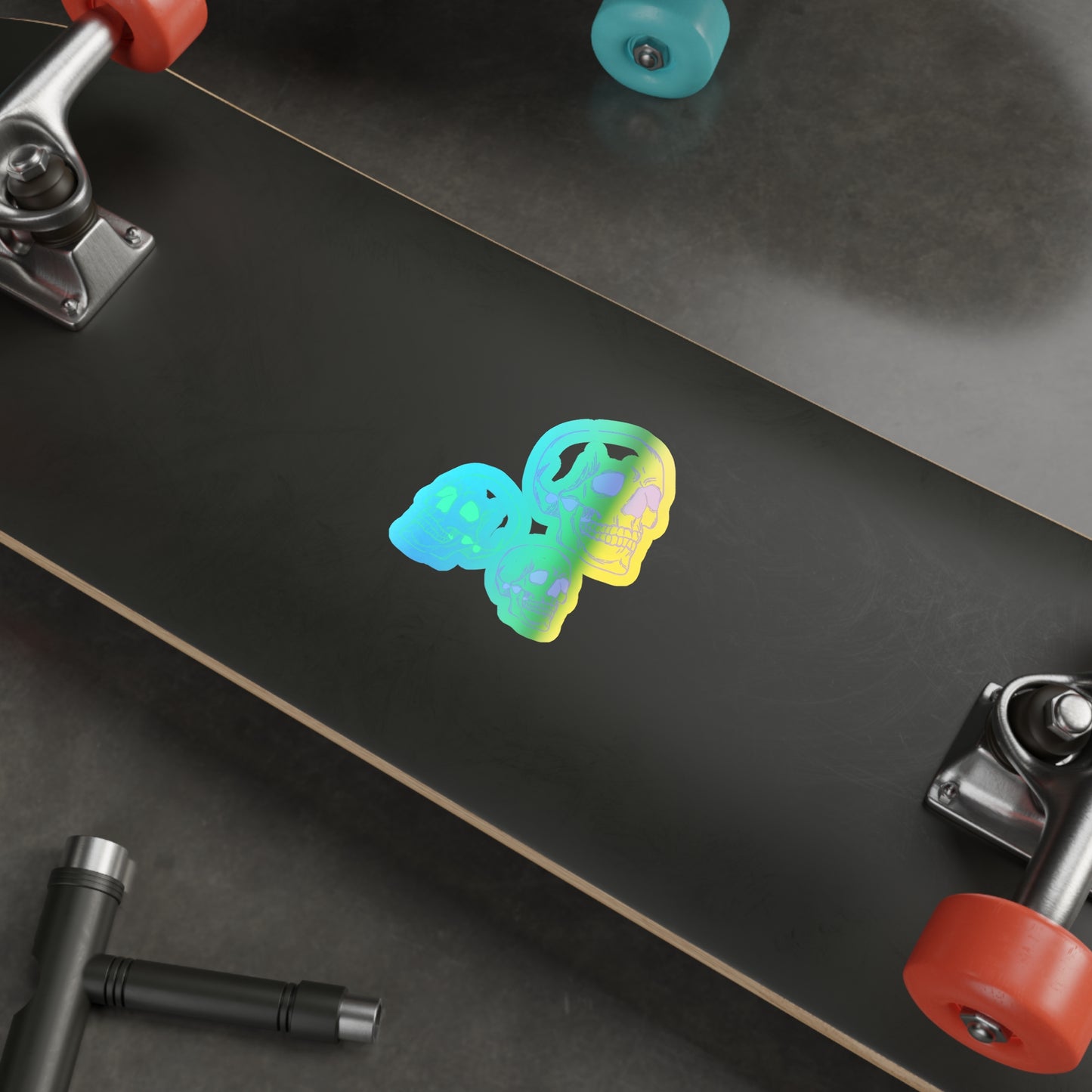 Halloween Skulls Rainbow Holographic Die-cut Vinyl Stickers