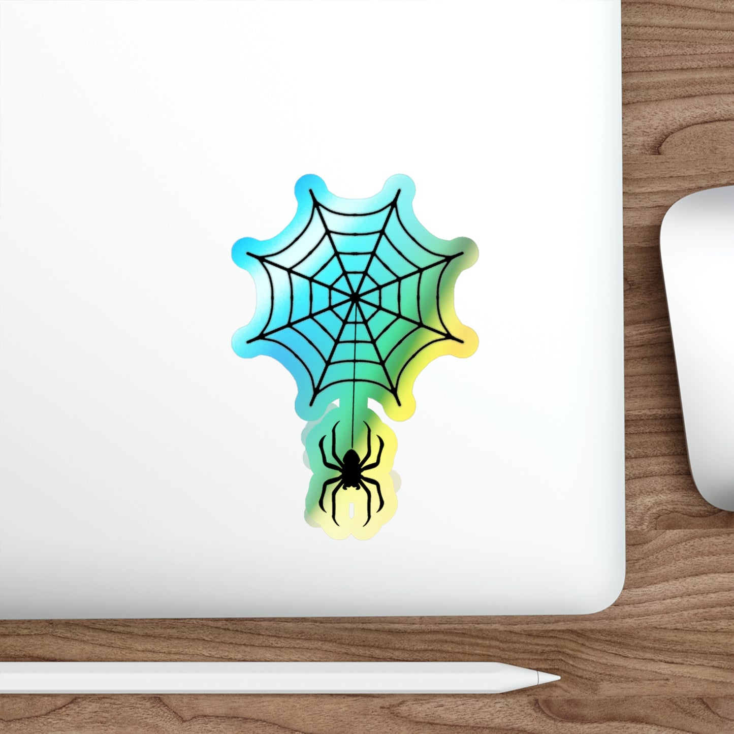 Spider Web Halloween Freaky Skull Rainbow Holographic Die-cut Vinyl Stickers