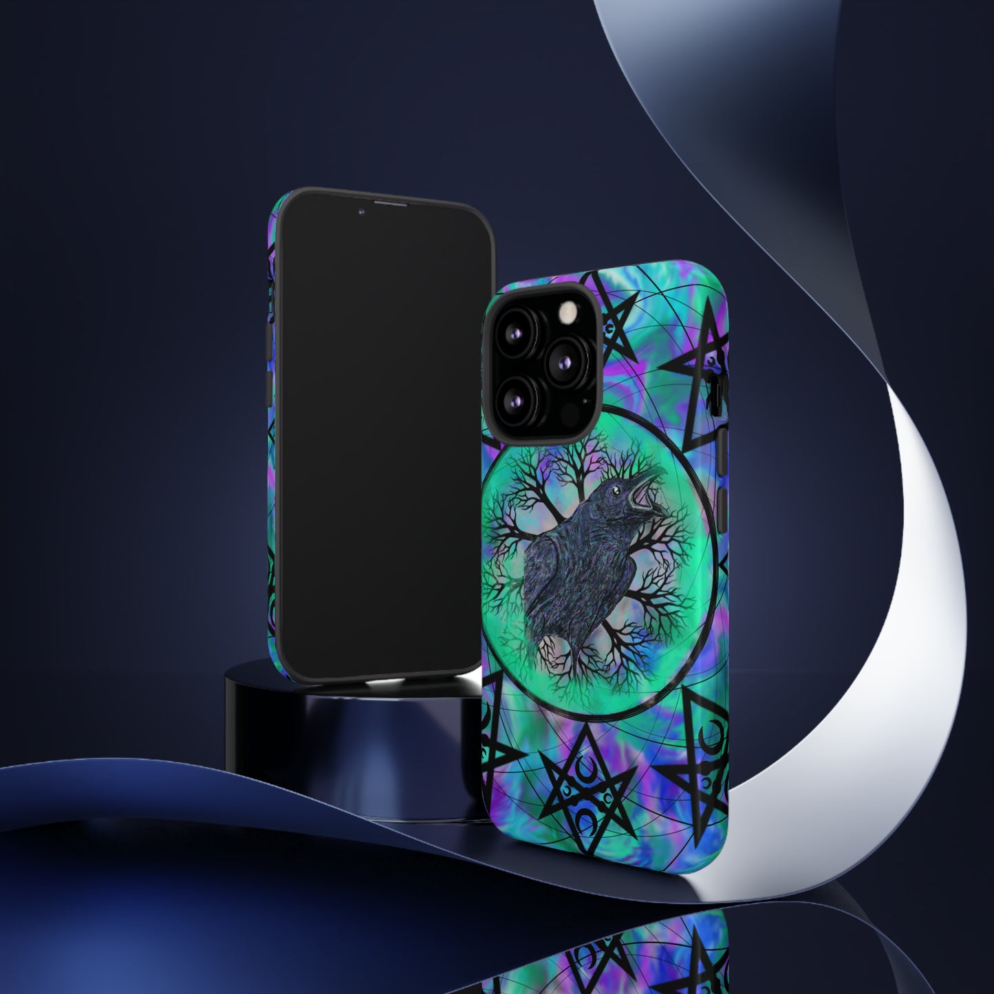 Raven Medicine Totem Protective Phone Case, Samsung, iPhone, Pixel, all sizes