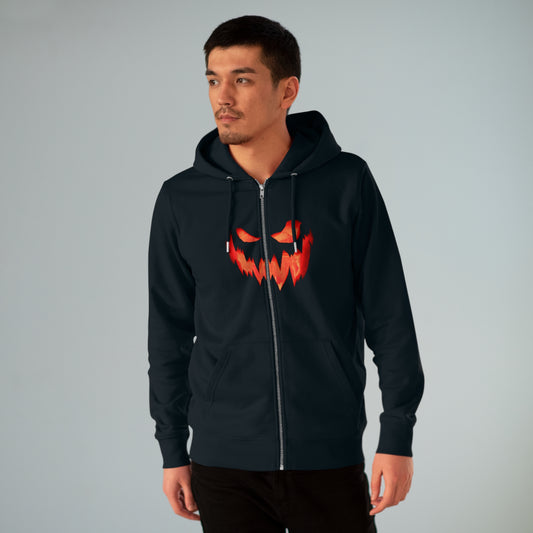 Men's Cultivator spooky Pumpkin Halloween Zip Hoodie