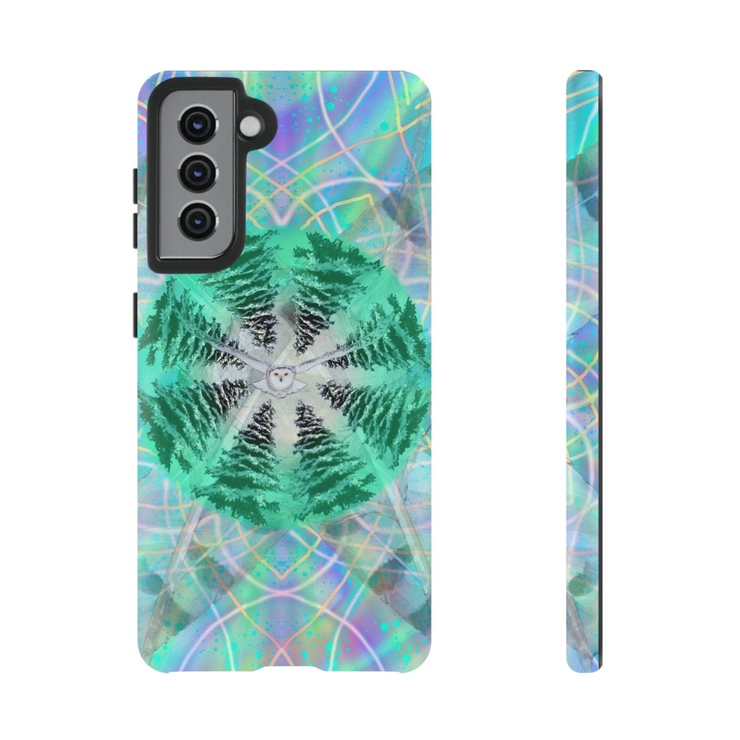 Mystic Pines Snowy Owl Protective Phone Case, Samsung, iPhone, Pixel, all sizes