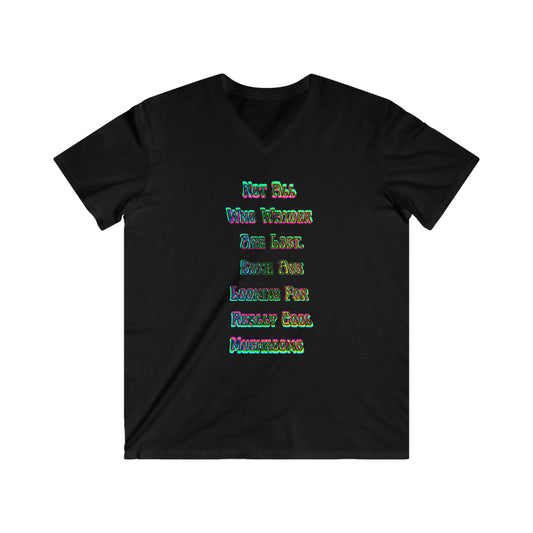 Mycologist Shirt, Not All Who Wander Are Lost, Men's Fitted V-Neck Short Sleeve Tee, Mushroom Lover Gift