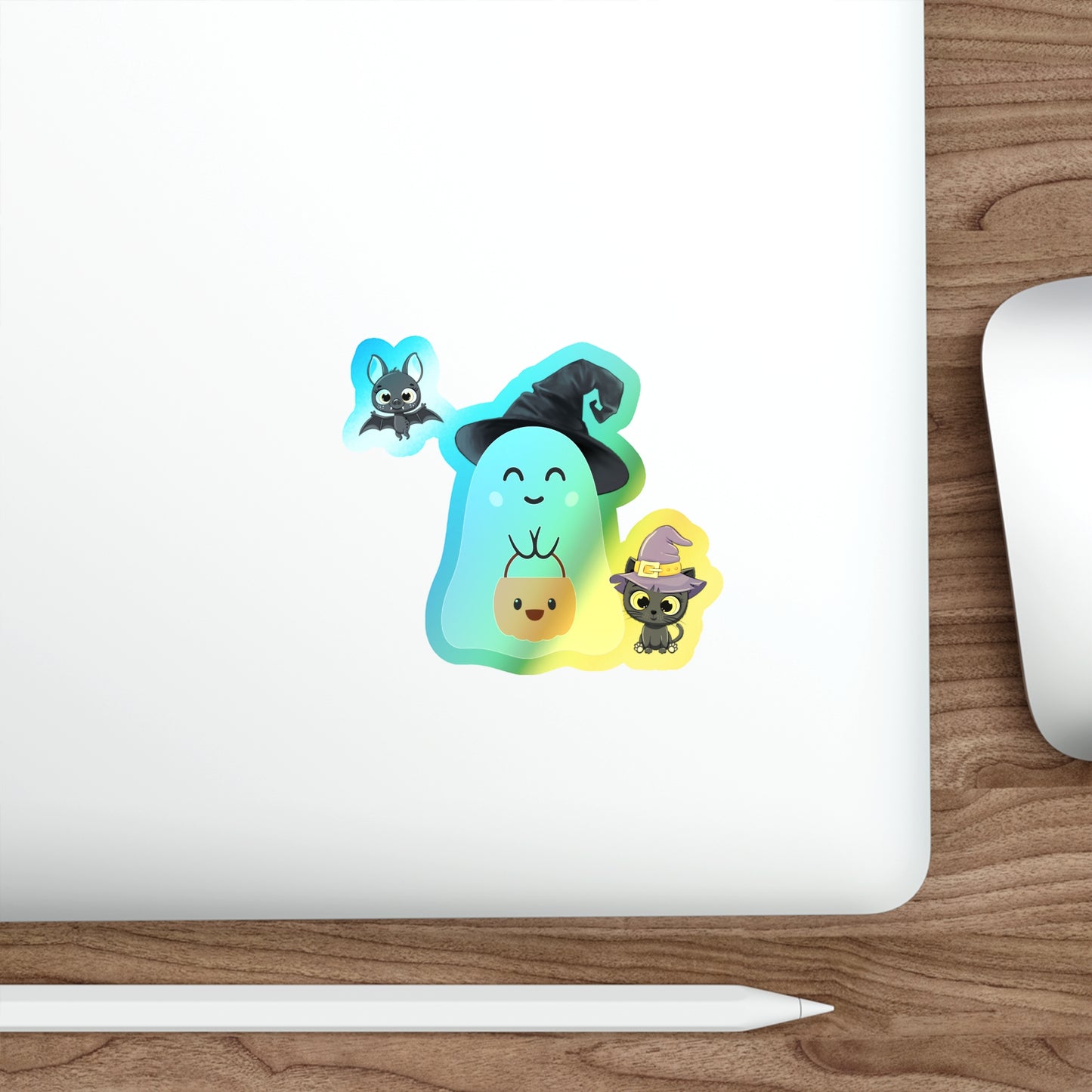 Halloween Rainbow Holographic Die-cut Vinyl Stickers Cute Ghost
