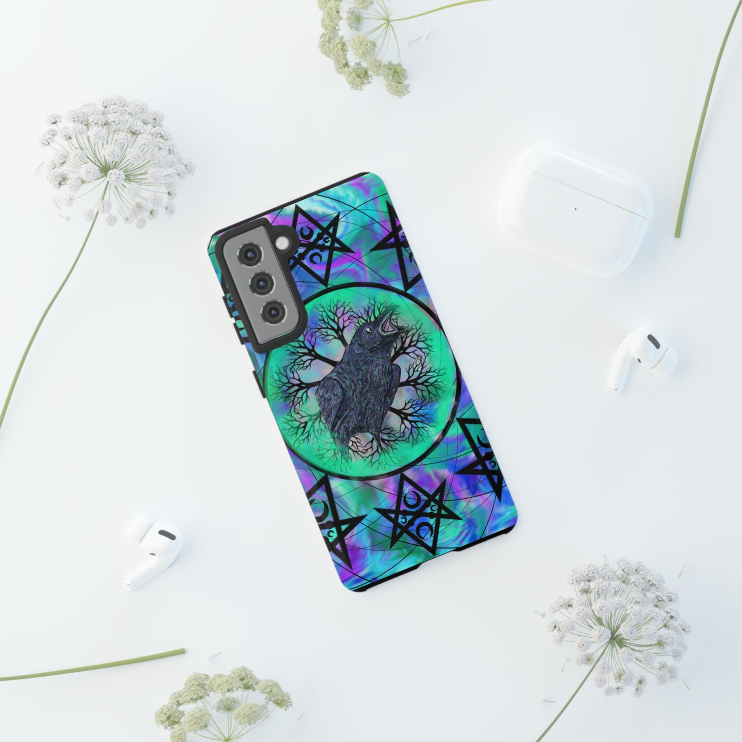 Raven Medicine Totem Protective Phone Case, Samsung, iPhone, Pixel, all sizes