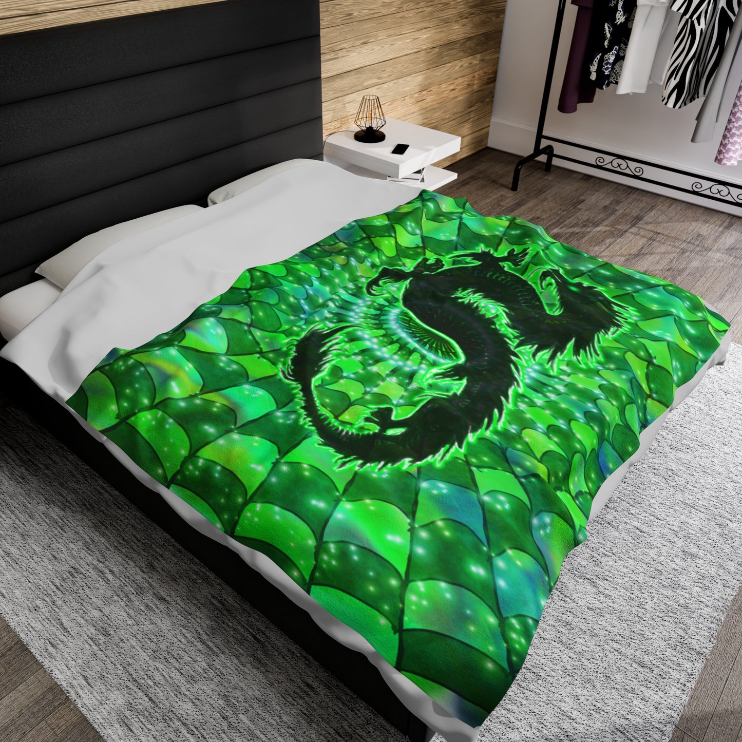 Emerald Abundance Dragon Giant Velveteen Plush Blanket