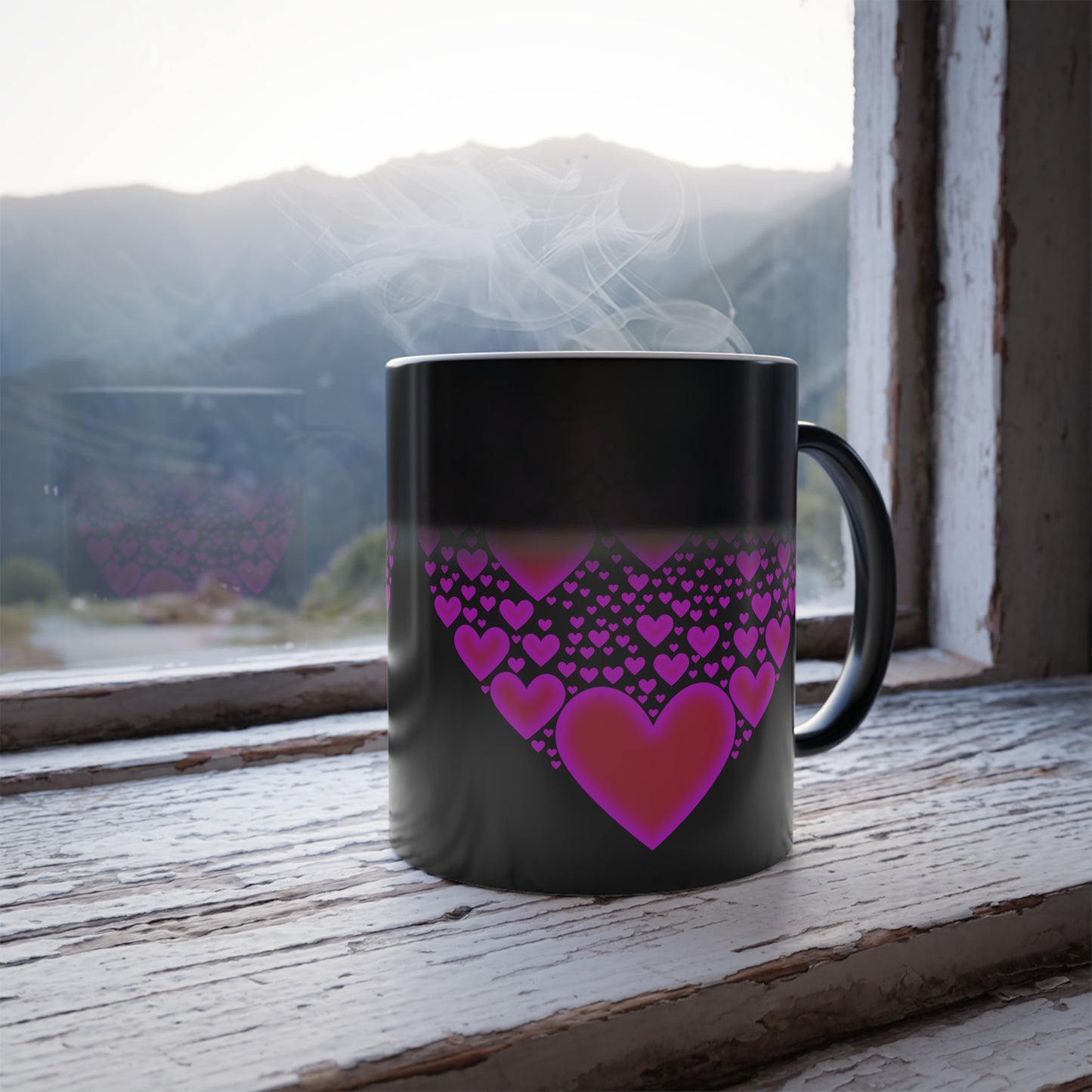 Glowing Hearts, Color Morphing Mug, 11oz, Valentines Day Gift, Gift For Her, Gift For Him
