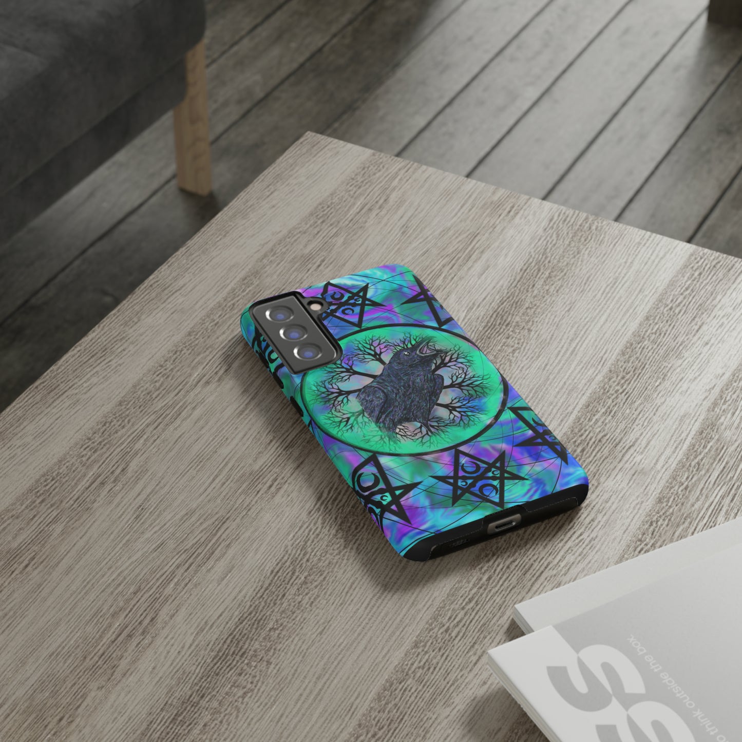 Raven Medicine Totem Protective Phone Case, Samsung, iPhone, Pixel, all sizes