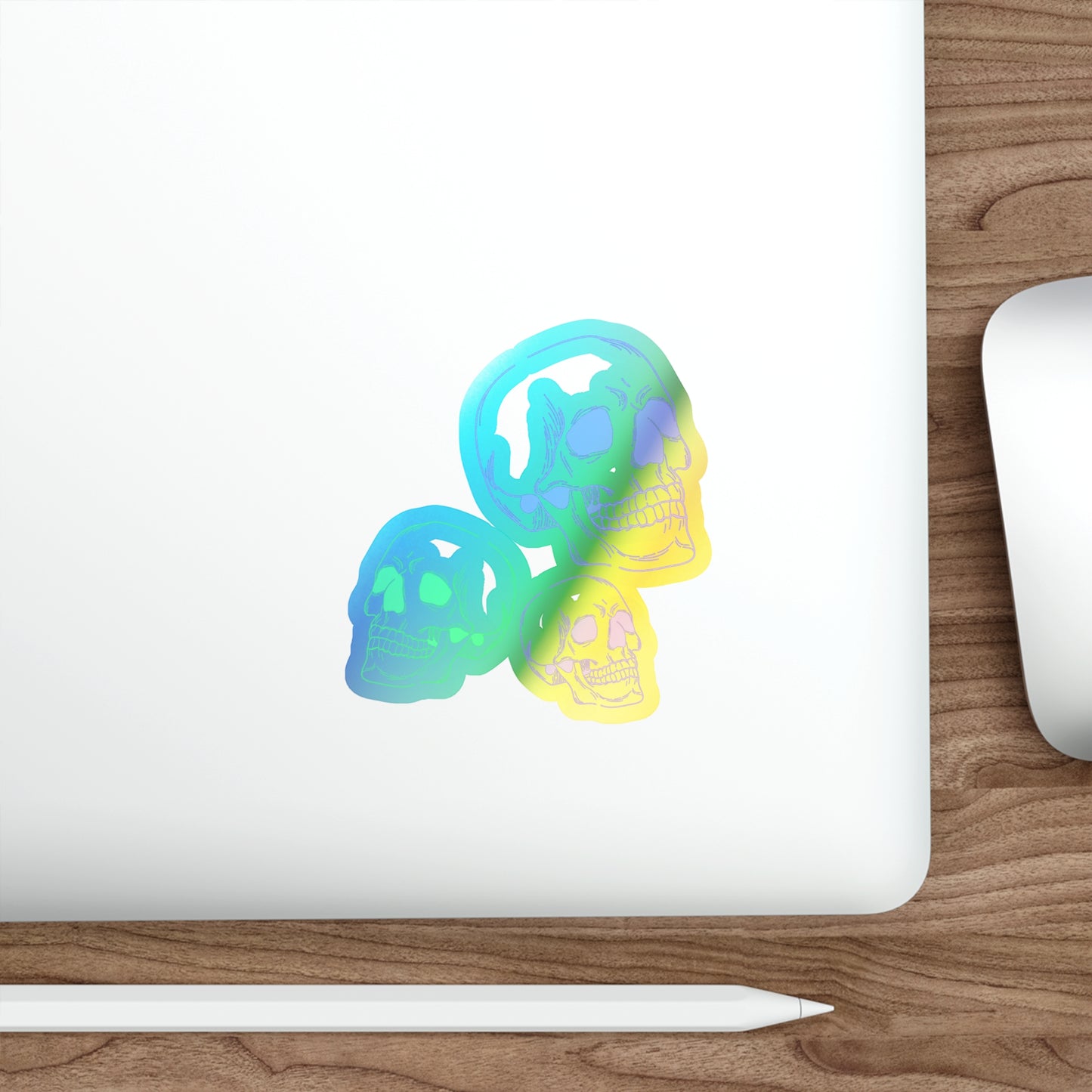 Halloween Skulls Rainbow Holographic Die-cut Vinyl Stickers