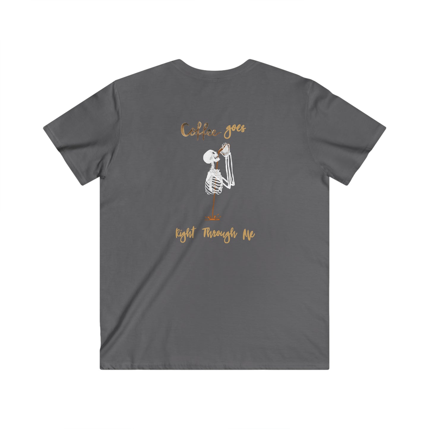 Coffee goes right through me Men's Halloween Fitted V-Neck Short Sleeve Tee