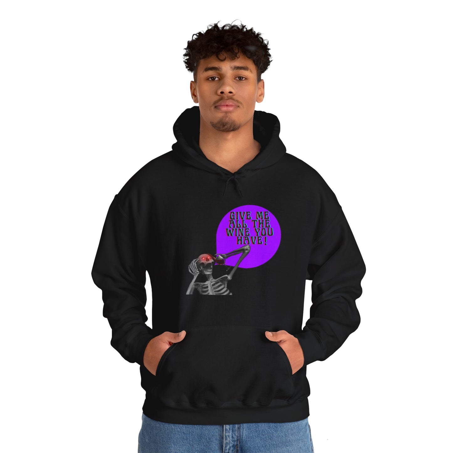 Unisex Heavy Blend™ "More Wine" Skeleton Hooded Sweatshirt