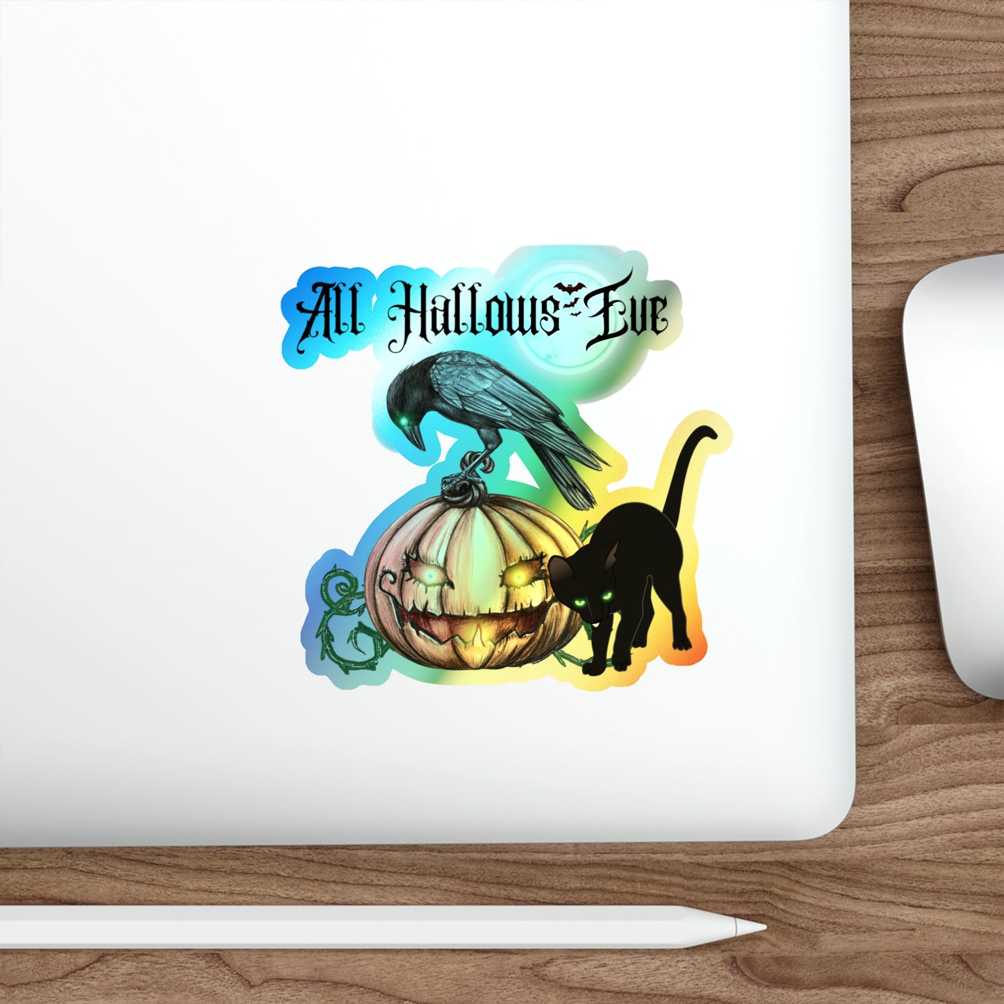 Halloween Rainbow Holographic Die-cut Vinyl Stickers All Hallows Eve Pumpkin