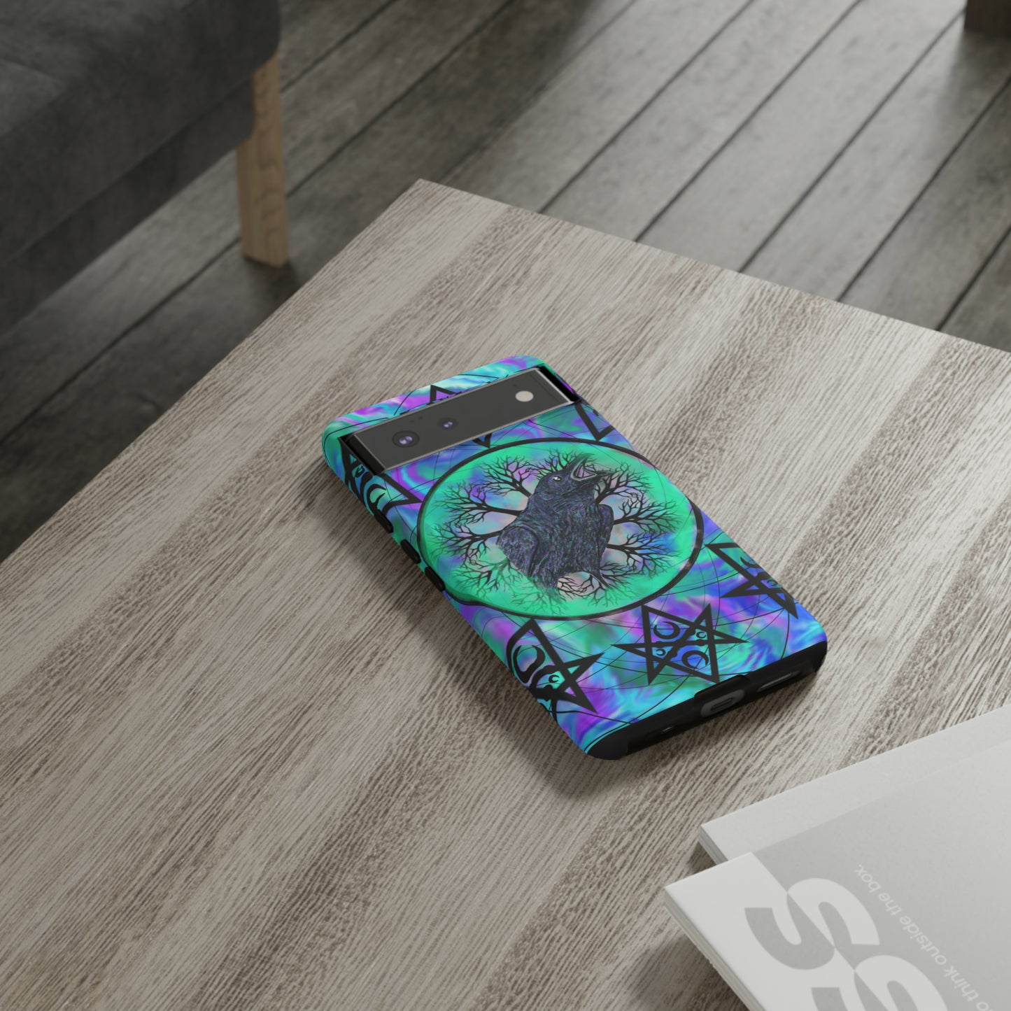 Raven Medicine Totem Protective Phone Case, Samsung, iPhone, Pixel, all sizes