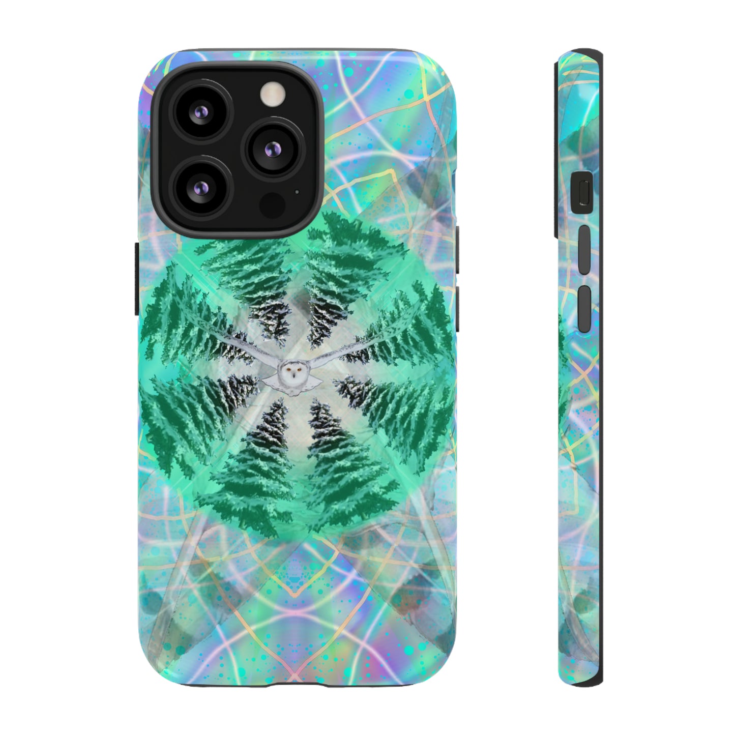 Mystic Pines Snowy Owl Protective Phone Case, Samsung, iPhone, Pixel, all sizes